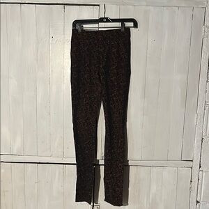 Women Acrobat Black and Dark Orange Floral Patterned Pants